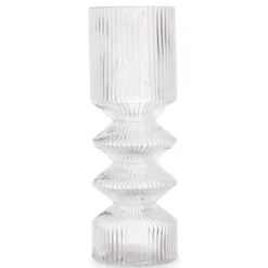Szklany wazon tuba ryflowane szkło, 8 x 23 cm