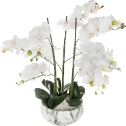 Sztuczna Orchidea, 65 cm, doniczka cementowo-marmurowa