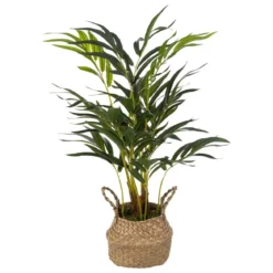 Sztuczna palma jak żywa w doniczce z plecionki, wys. 80 cm