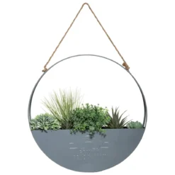 Sztuczne kwiaty, Ø 44 cm, wisząca dekoracja w metalowej osłonce