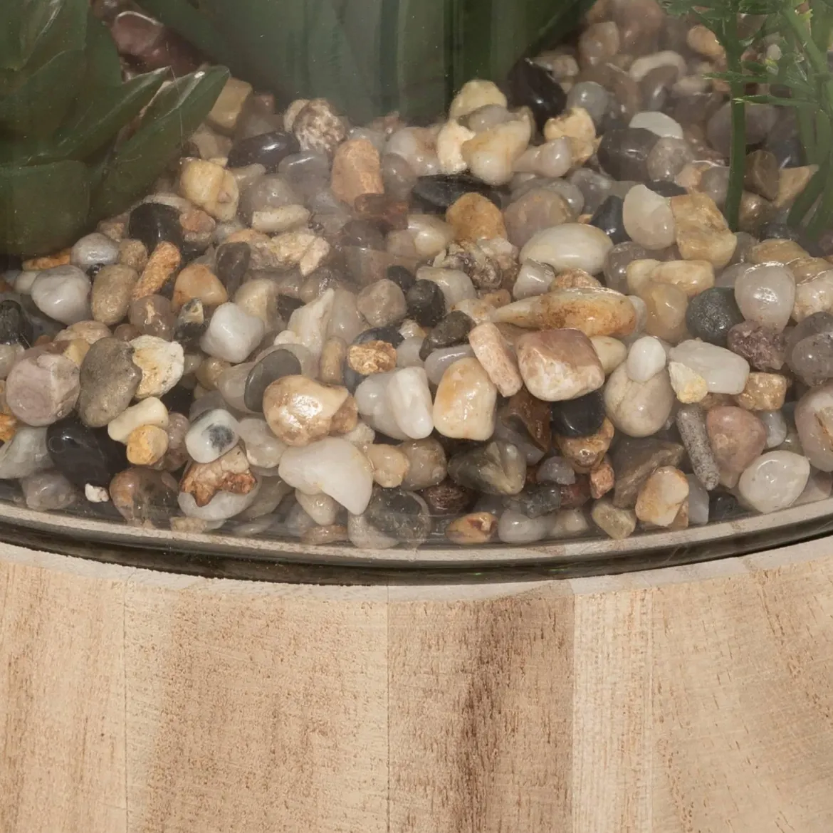 Sztuczne kwiaty doniczkowe, wys. 17,5 cm, w szklanym terrarium na podstawie