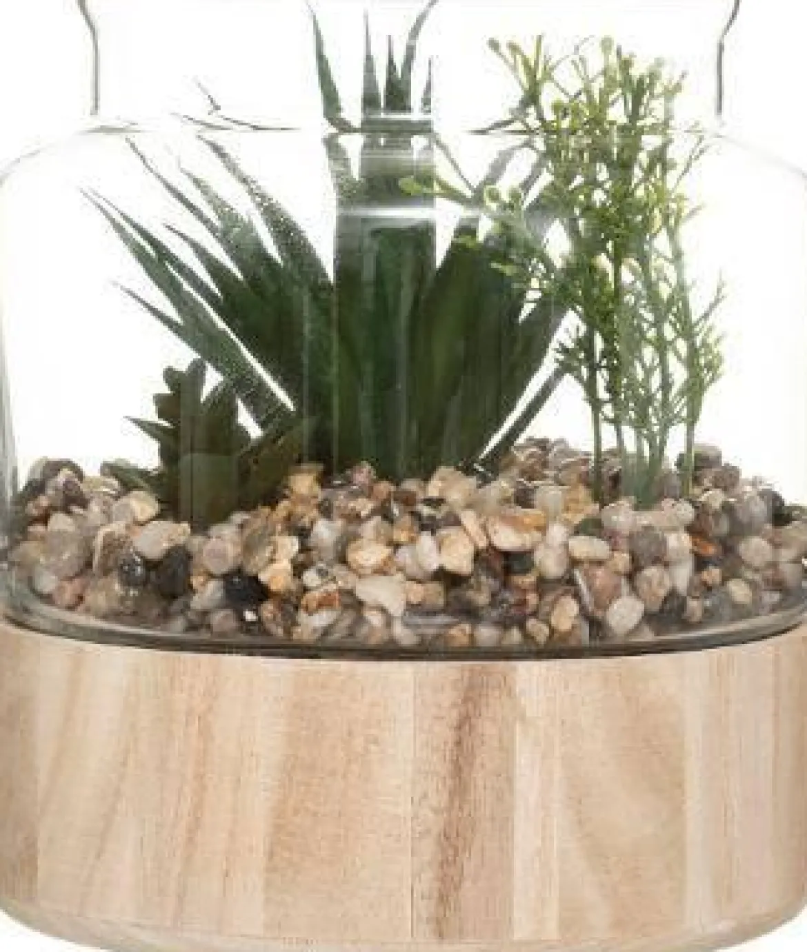 Sztuczne kwiaty doniczkowe, wys. 17,5 cm, w szklanym terrarium na podstawie