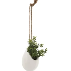 Sztuczne kwiaty w doniczce, wiszące na jutowym sznurku, 13 cm