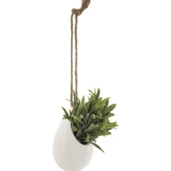 Sztuczne kwiaty w doniczce, wiszące na jutowym sznurku, 13 cm