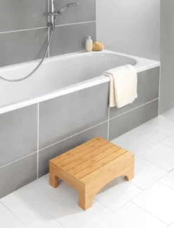 Taboret łazienkowy BAMBUSA, niski, bambusowy, WENKO