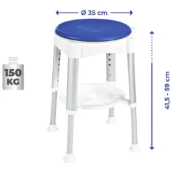 Taboret pod prysznic, obrotowe siedzisko, wys. 41,5-59 cm