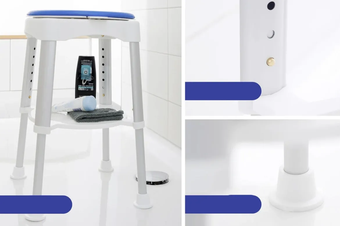 Taboret pod prysznic, obrotowe siedzisko, wys. 41,5-59 cm