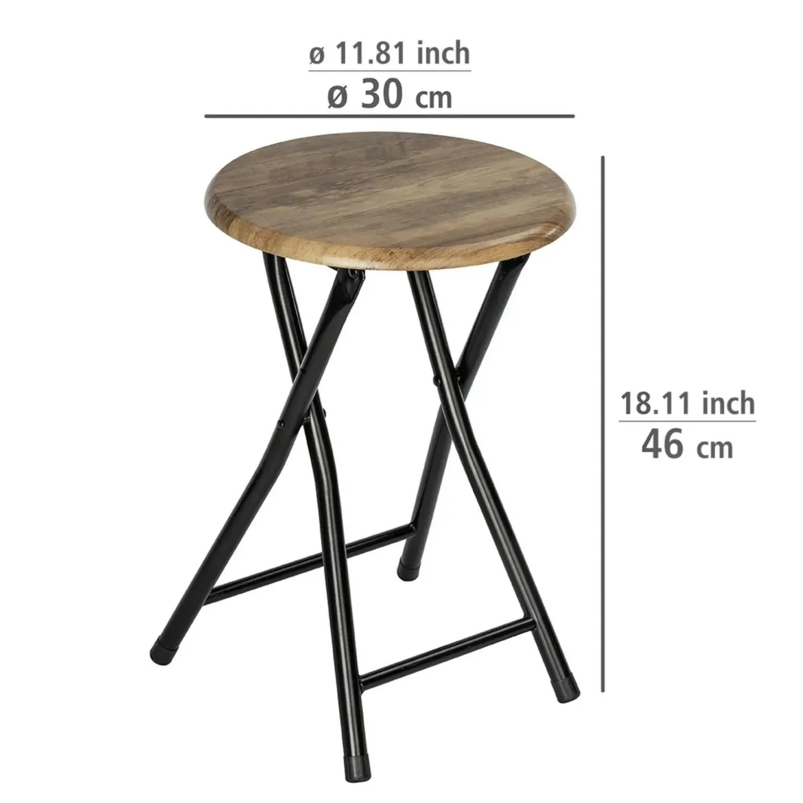 Taboret składany do łazienki FORIO, loftowy, z siedziskiem 30 x 46 cm, WENKO