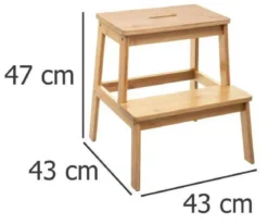 Taboret, stołek 2-stopniowy, bambusowy, pomocnik, drabinka