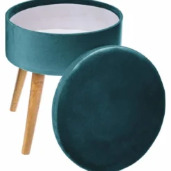 Taboret welurowy ze schowkiem TESS