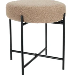 Taboret z obiciem bouclé KRUK, Ø 36 x 40 cm