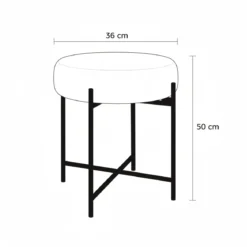 Taboret z obiciem bouclé KRUK, Ø 36 x 40 cm
