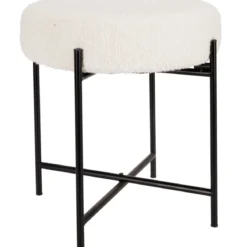 Taboret z obiciem bouclé KRUK, Ø 36 x 40 cm