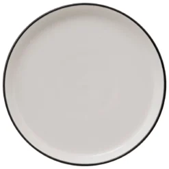 Talerze deserowe porcelanowe ALIX, czarna obwódka, 6 sztuk x Ø 20 cm