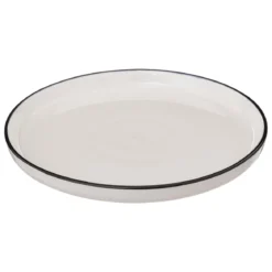 Talerze deserowe porcelanowe ALIX, czarna obwódka, 6 sztuk x Ø 20 cm