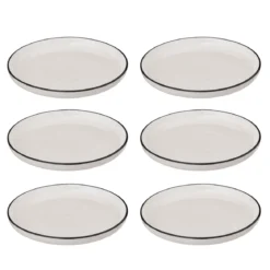 Talerze deserowe porcelanowe ALIX, czarna obwódka, 6 sztuk x Ø 20 cm