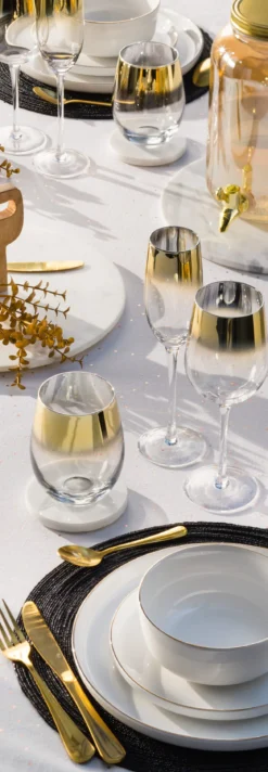 Talerze deserowe porcelanowe SUBLIMA, złota obwódka, 6 sztuk x Ø 20 cm