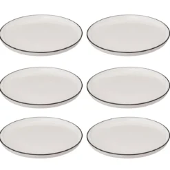 Talerze obiadowe porcelanowe ALIX, czarna obwódka, 6 sztuk x Ø 27 cm