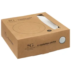 Talerze obiadowe porcelanowe ALIX, czarna obwódka, 6 sztuk x Ø 27 cm
