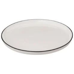 Talerze obiadowe porcelanowe ALIX, czarna obwódka, 6 sztuk x Ø 27 cm