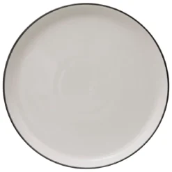 Talerze obiadowe porcelanowe ALIX, czarna obwódka, 6 sztuk x Ø 27 cm