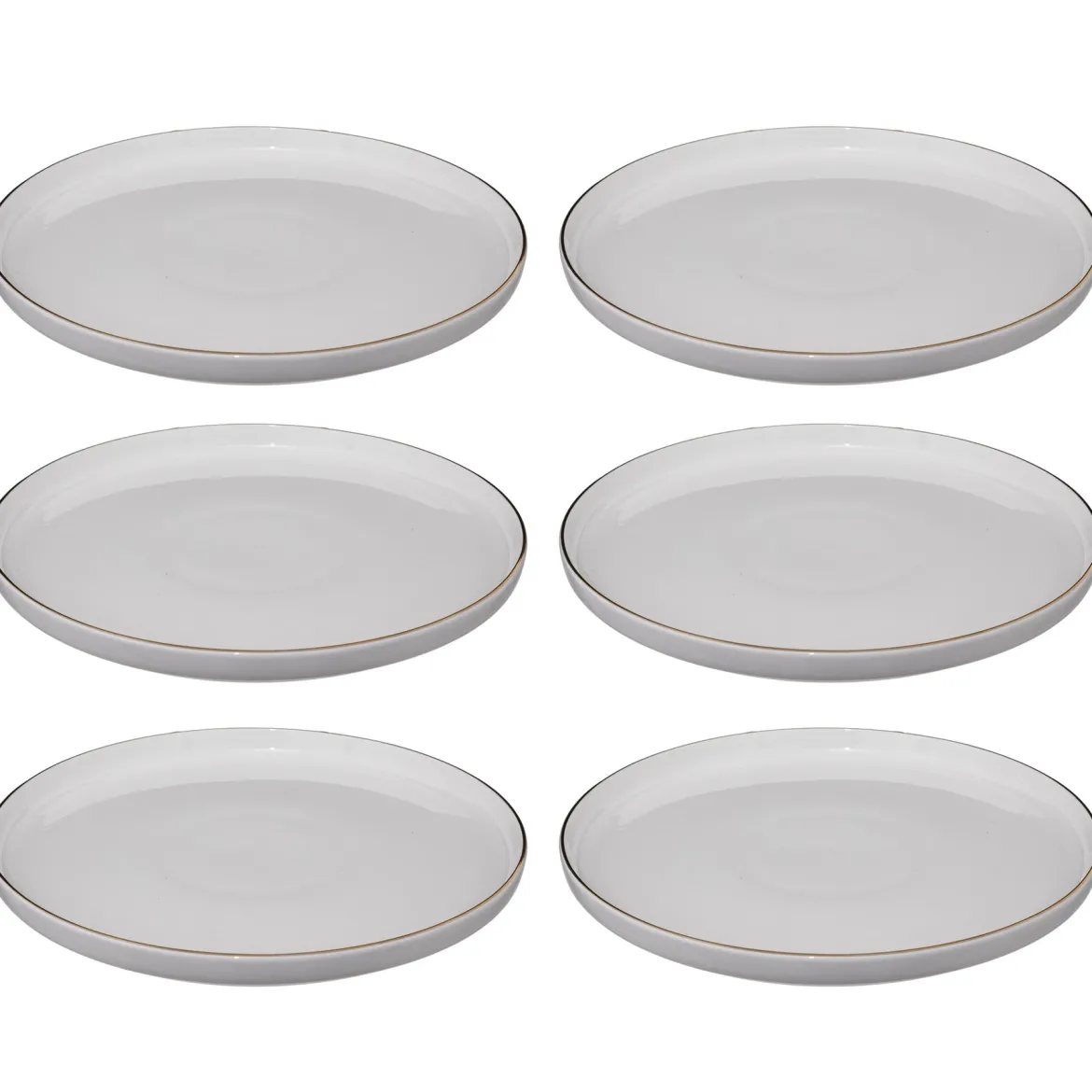 Talerze obiadowe porcelanowe SUBLIMA, złota obwódka, 6 sztuk x Ø 27 cm
