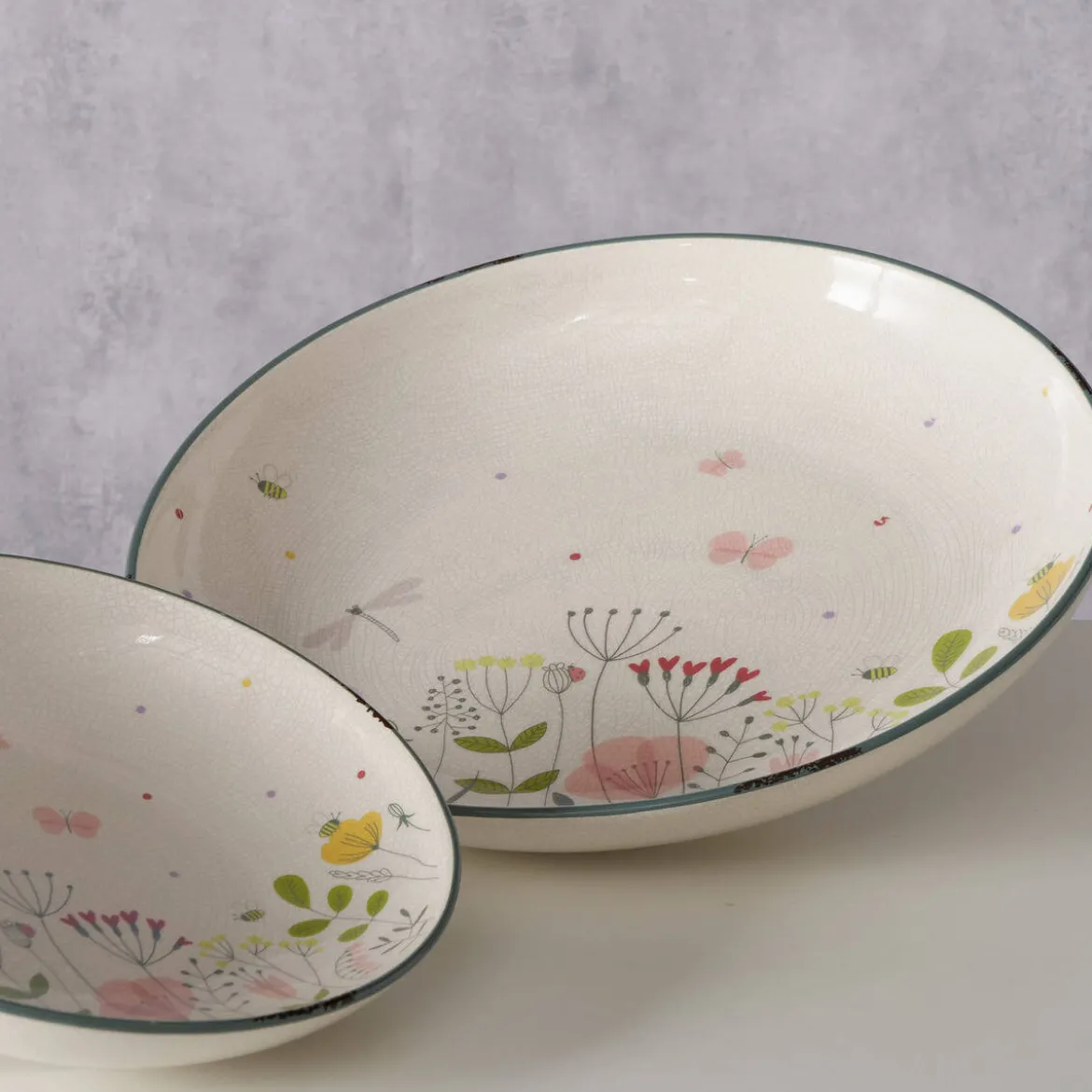 Talerze w kwiaty polne FLORINA, ceramiczne, 2 sztuki