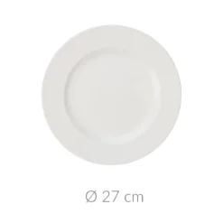 Talerz obiadowy płytki, porcelanowy, biały, Ø 27 cm