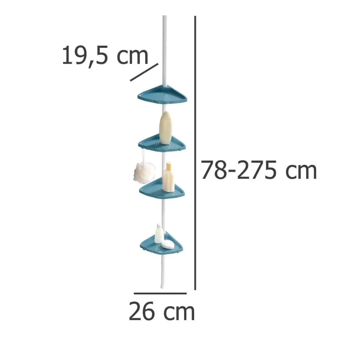 Teleskopowa półka łazienkowa, narożna - 4 poziomy, WENKO