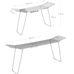 Teleskopowa suszarka na pranie z rozkładanymi ramionami, 200-260 cm, SVARTO