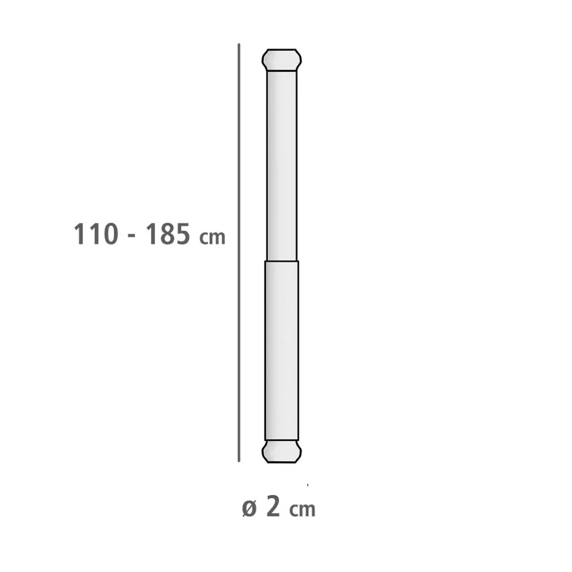 Teleskopowy drążek do zasłony prysznicowej, Ø 2 cm, 110-185 cm, chrom, WENKO