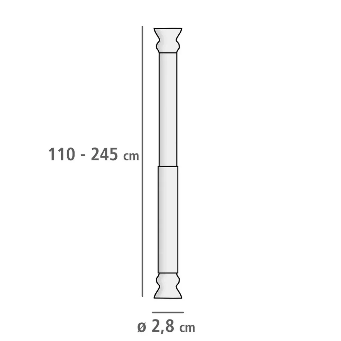 Teleskopowy drążek do zasłony prysznicowej, Ø 2,8 cm, 110-245 cm, WENKO