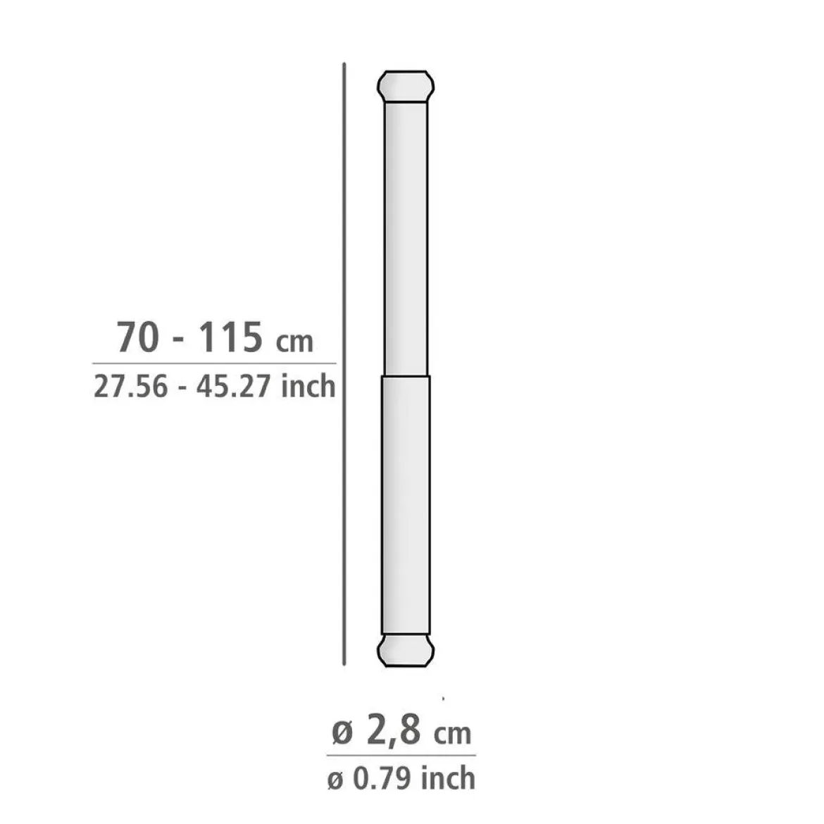 Teleskopowy drążek prysznicowy LUZ, Ø 2,8 cm, 70-115 cm, WENKO