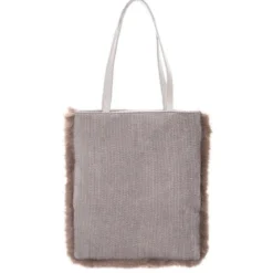 Torba na zakupy obszyta futerkiem, SHOPPING BAG, 38 x 40 cm