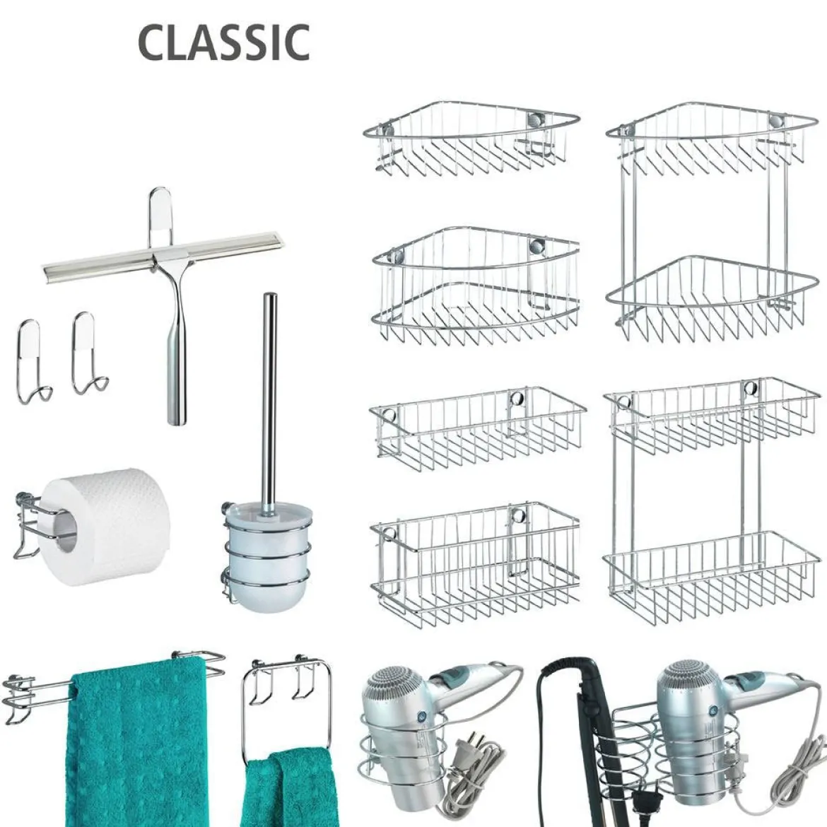 Uchwyt na suszarkę do włosów CLASSIC - stal chromowana, WENKO
