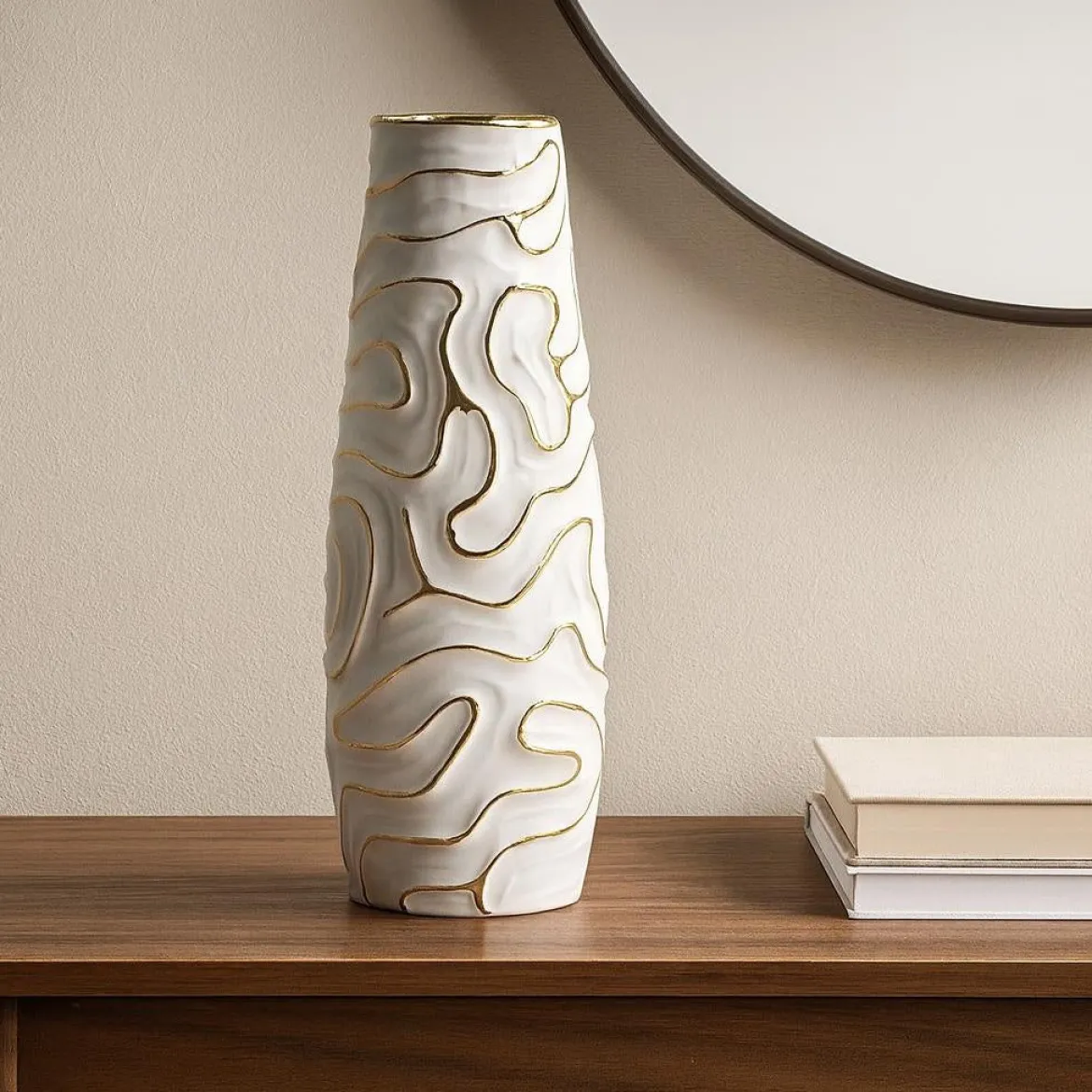 Wazon ceramiczny LIA, biały, Ø 14,5x39,5 cm