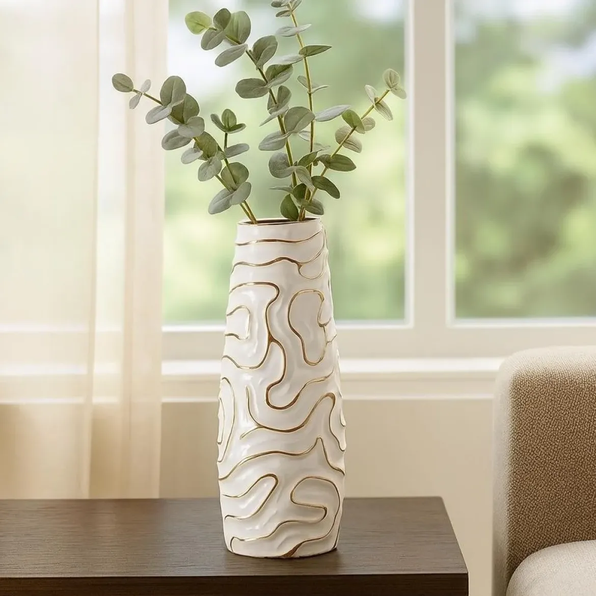 Wazon ceramiczny LIA, biały, Ø 14,5x39,5 cm