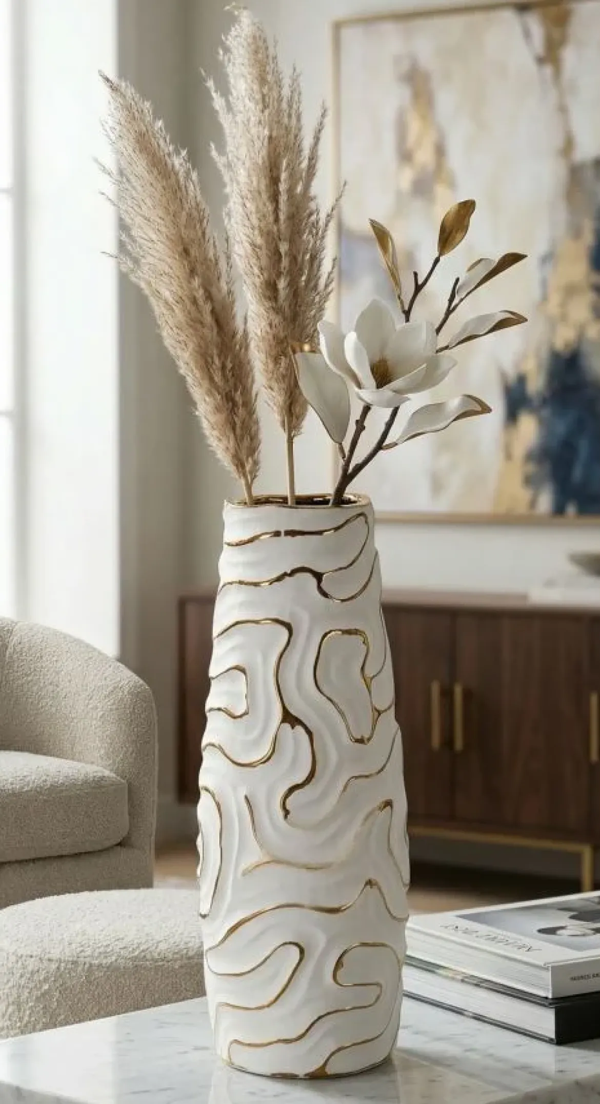 Wazon ceramiczny LIA, biały, Ø 14,5x39,5 cm
