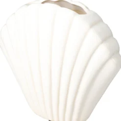Wazon ceramiczny w kształcie muszli, kamionka, biały, 17 x 7,5 x 16,5 cm