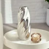 Wazon srebrny TWISTED SKY, ceramiczny