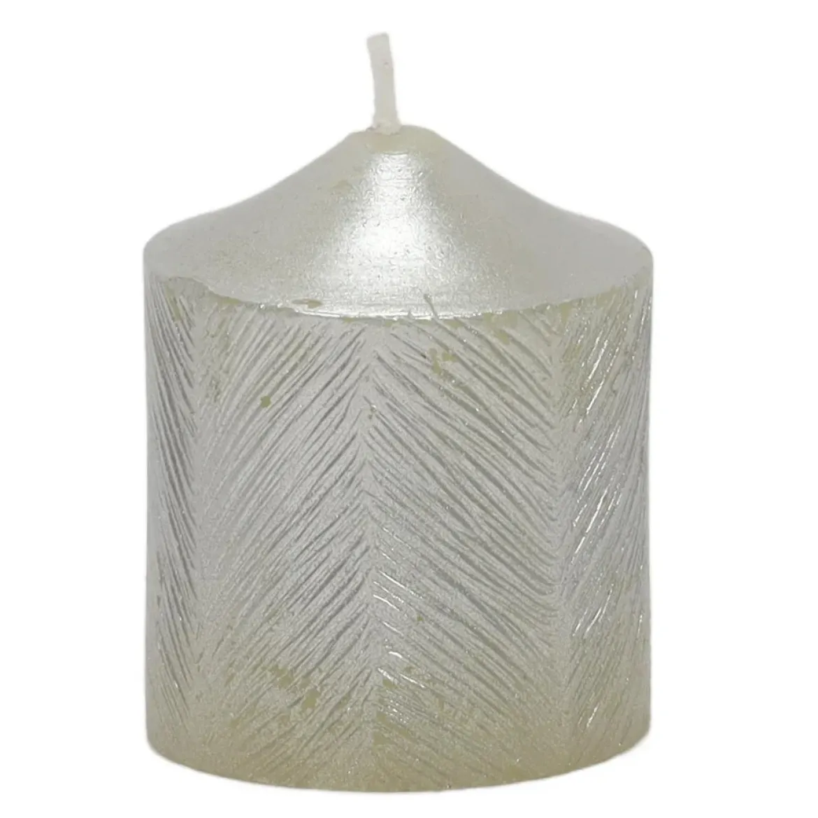 Świeca ozdobna z metalicznym wzorem, 5 x 6 cm