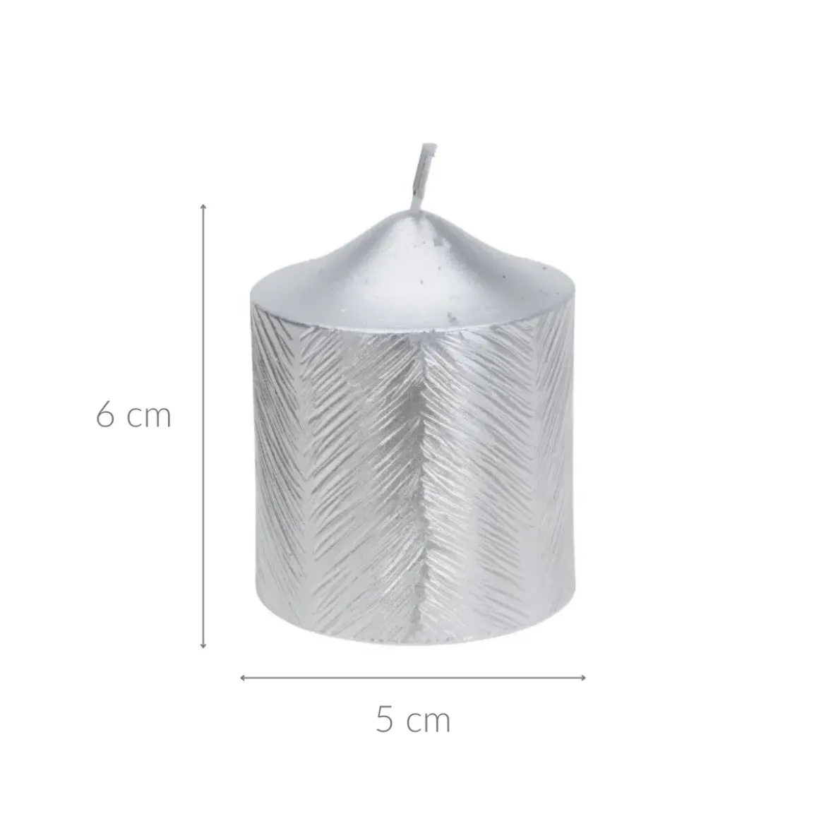 Świeca ozdobna z metalicznym wzorem, 5 x 6 cm