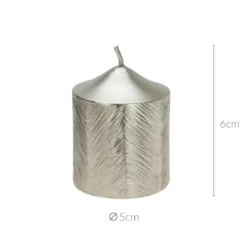Świeca ozdobna z metalicznym wzorem, 5 x 6 cm