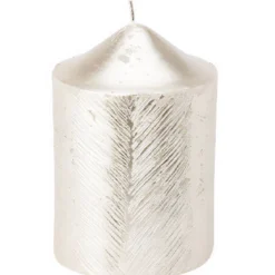 Świeca ozdobna z metalicznym wzorem, 7 x 10 cm