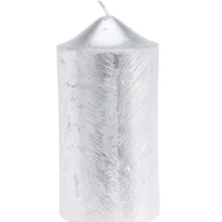 Świeca ozdobna z metalicznym wzorem, 7 x 14 cm