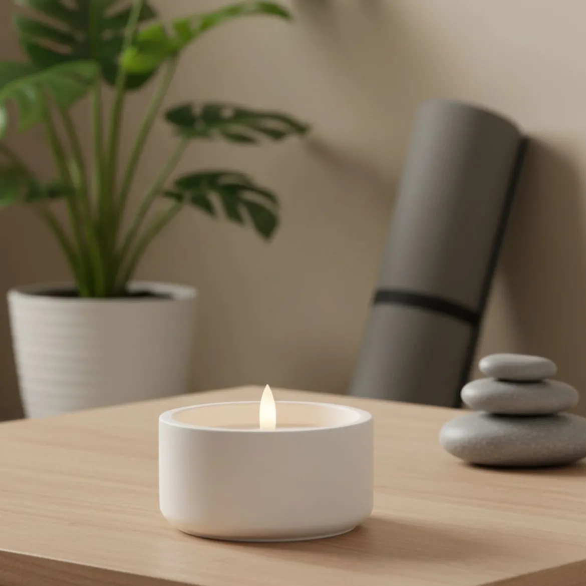 Świeca woskowa LED z płomieniem 3D, Ø 10 cm