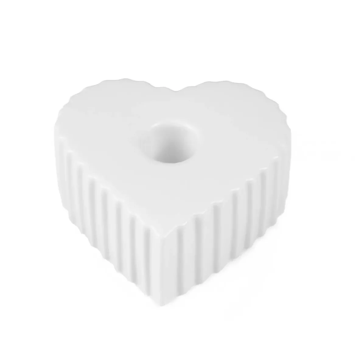Świecznik ceramiczny na długą świecę w kształcie serca ANIMA, 4 x 9 cm