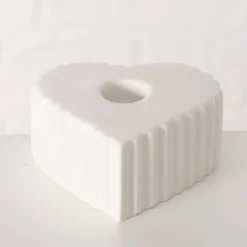 Świecznik ceramiczny na długą świecę w kształcie serca ANIMA, 4 x 9 cm