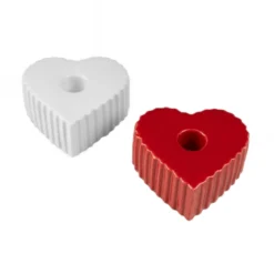 Świecznik ceramiczny na długą świecę w kształcie serca ANIMA, 4 x 9 cm
