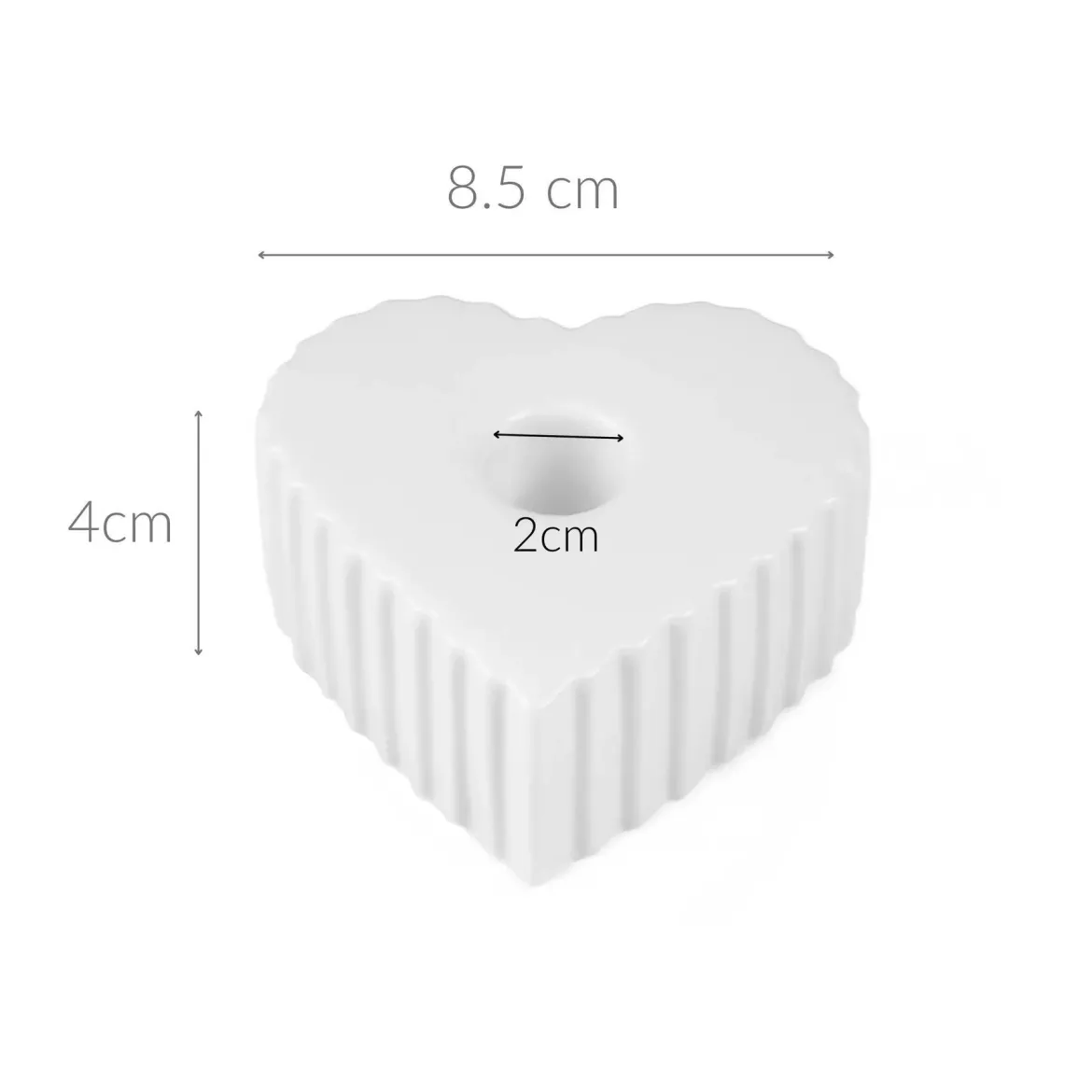 Świecznik ceramiczny na długą świecę w kształcie serca ANIMA, 4 x 9 cm